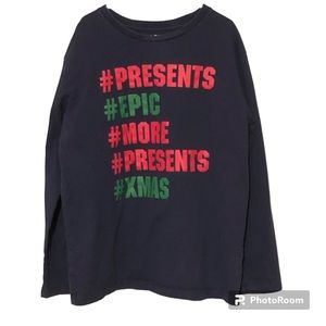 Children’s Place Christmas Hashtag Long Sleeved Cotton Shirt Kids Size L 10/12
